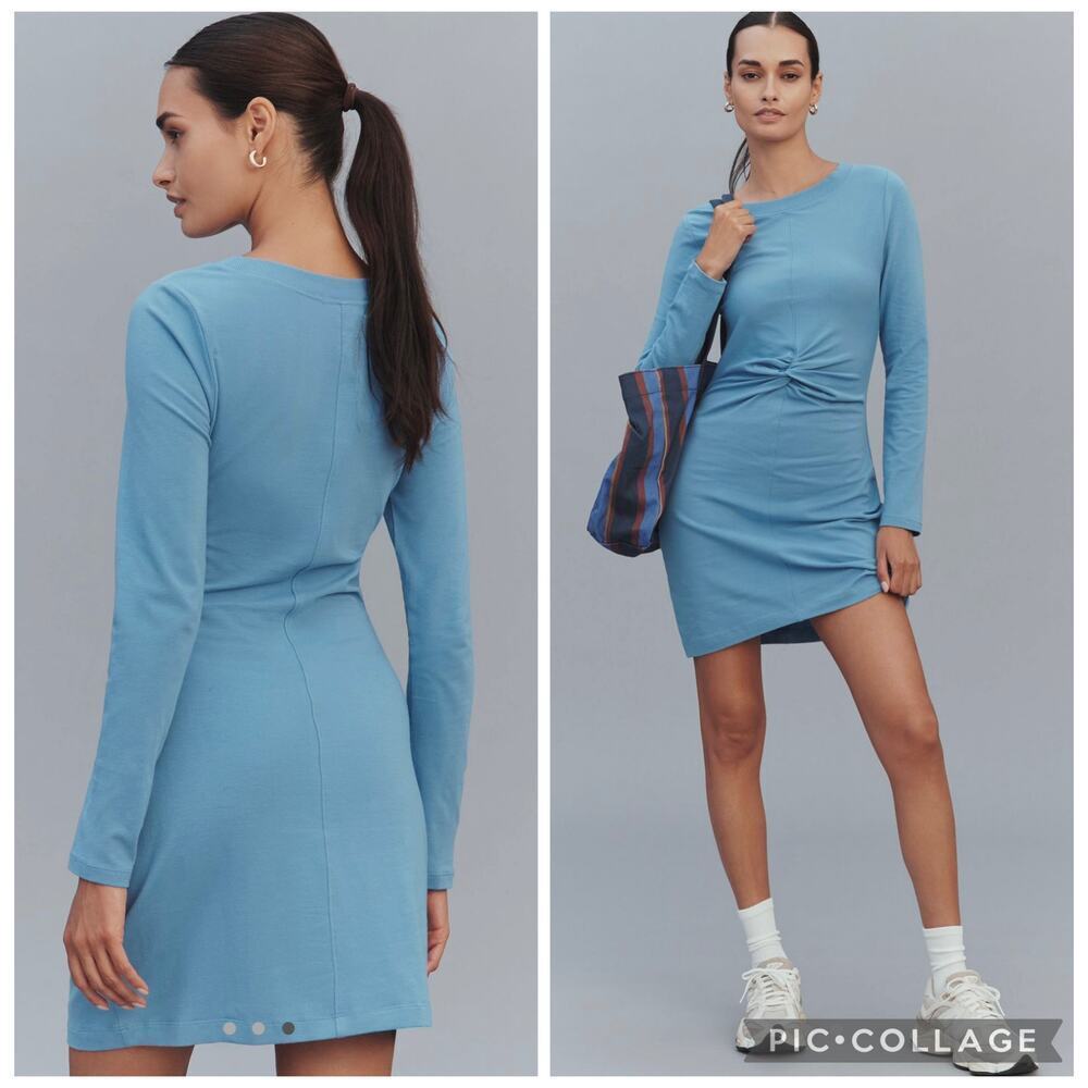 New Anthropologie Daily Practice Cerulean Blue Coastal Summer Dress Size XXS